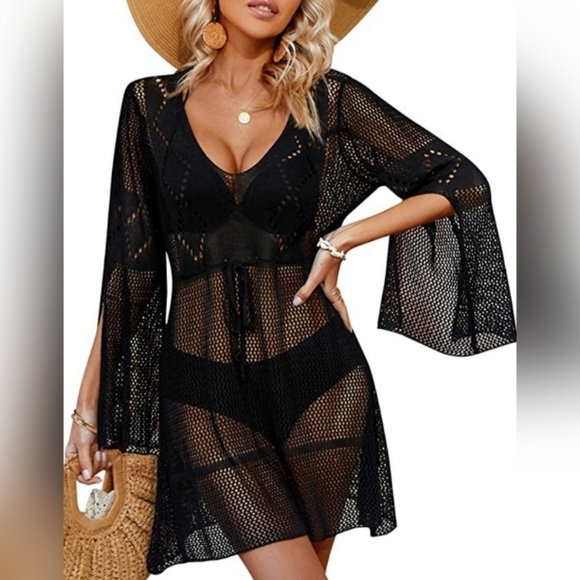 Swim Womens Crochet Swimsuit Cover Ups V Neck Beach Poshmark